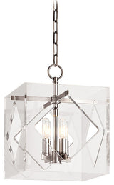 Travis, 12" Pendant, Polished Nickel Finish, Clear Acrylic