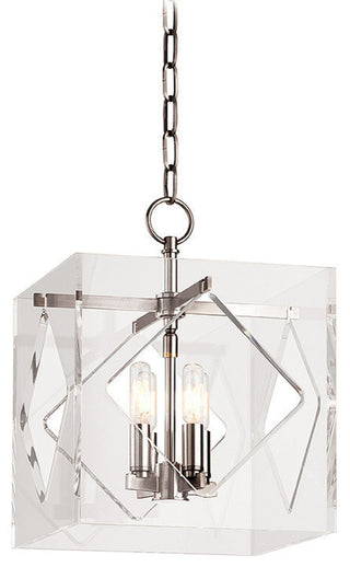 Travis, 12" Pendant, Polished Nickel Finish, Clear Acrylic