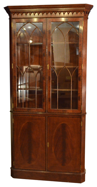Traditional Mahogany Corner China Cabinet by Leighton Hall