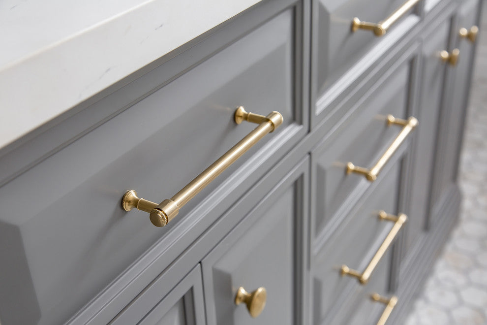 60" Palace Collection With Hardware, Satin Brass Finish, Cashmere Gray, F2-0012