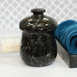 Marble Bathroom Jar, Black Zebra