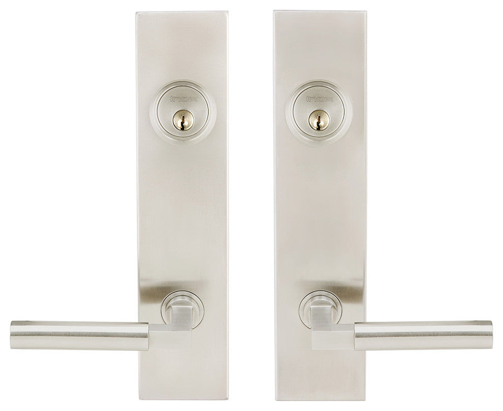 Aurora Lever, Tubular Entry, Double Cylinder, Satin Stainless Steel