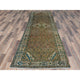 Brown Old Persian Hamadan Fish Mahi Design Hand Knotted Pure Wool Rug, 3'3"x9'2"