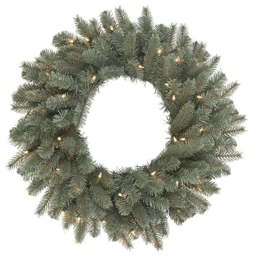 Vickerman A164825 24" Blue Artificial Christmas Wreath, Clear Dura-Lit Lights