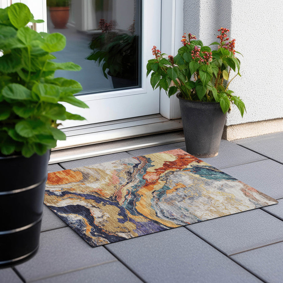 Machine Washable Indoor/Outdoor Chantille ACN1908 Linen 1'8" x 2'6" Rug