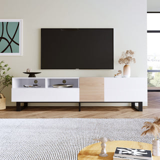Gewnee TV Stand for 80'' TV with Double Storage Space, White