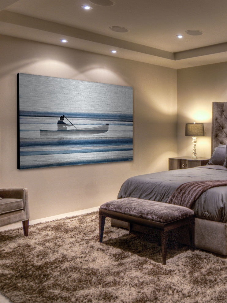 "Blue Lake Canoe" Print on Brushed Aluminum, 36"x24"