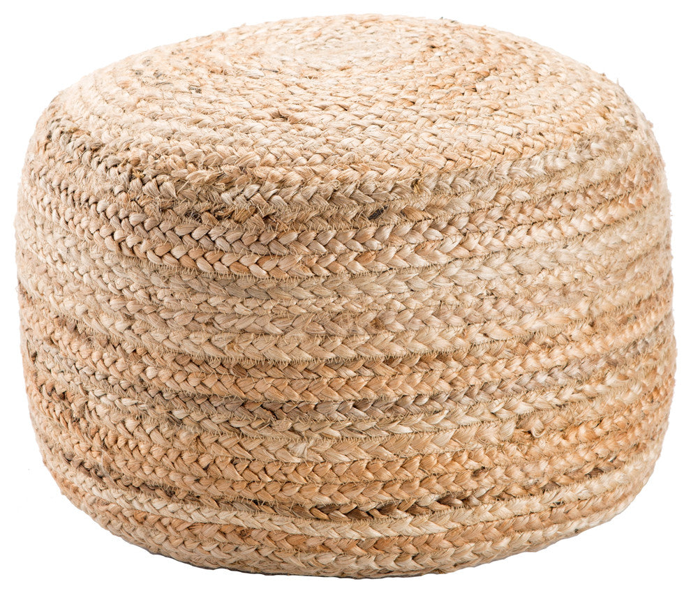 Jaipur Living Mesa Beige Solid Round Pouf