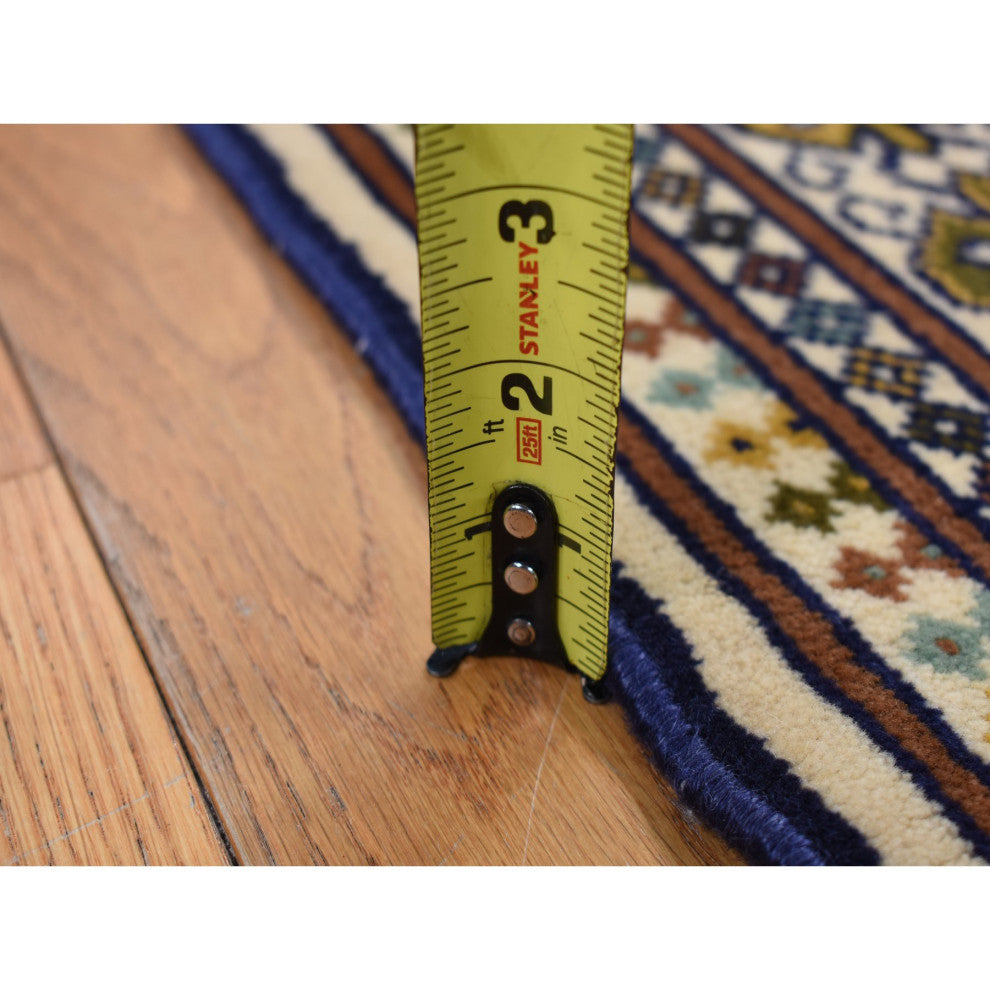 Cream Color Hand Knotted Pure Wool Turkoman Bokara Rug 4'3" x 5'7"