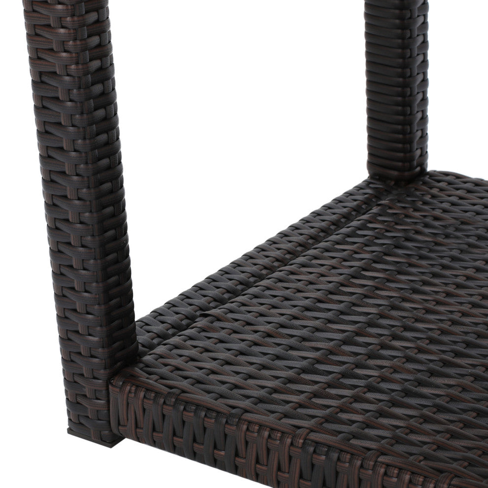 GDF Studio 3-Piece Parham Outdoor Multi-Brown Wicker Set, Box Table