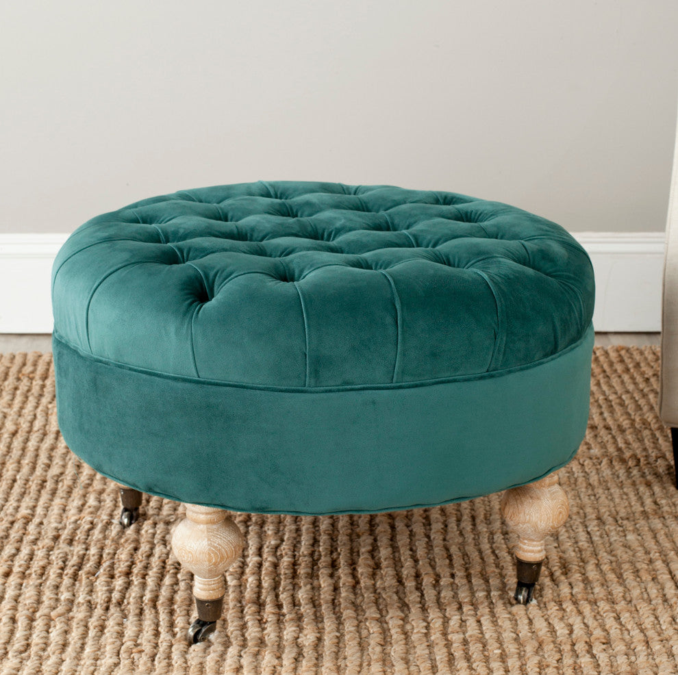 Safavieh Clara Tufted Round Ottoman, Marine