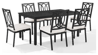Crosley Furniture Chambers 7-Piece Steel Metal Outdoor Dining Set in Cream/Black