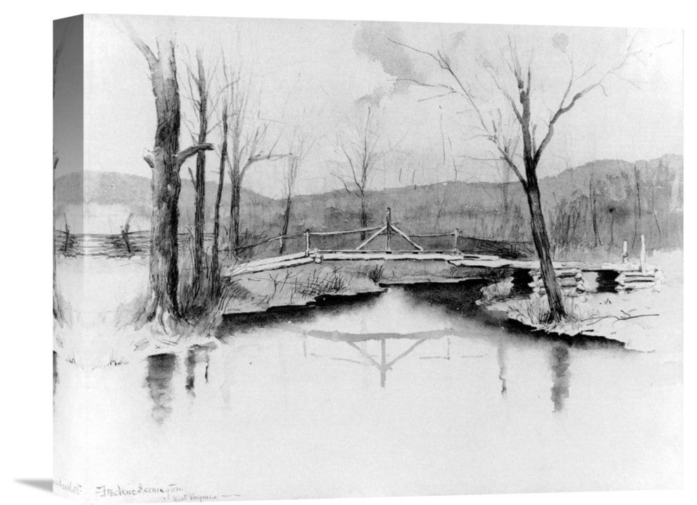 "A Foot Bridge West Virginia" Canvas Giclee by Frederic Remington, 16"x13"