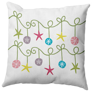 Sea Ornaments Accent Pillow, Green, 16"x16"