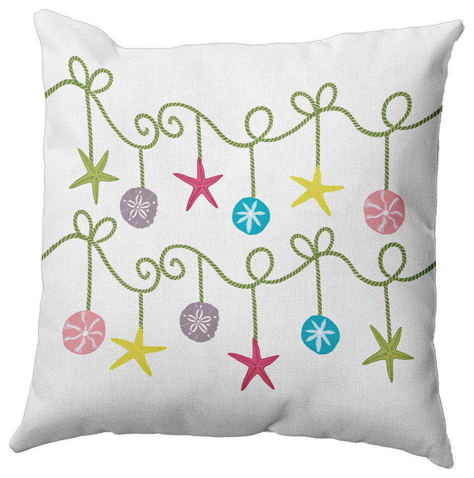 Sea Ornaments Accent Pillow, Green, 16"x16"