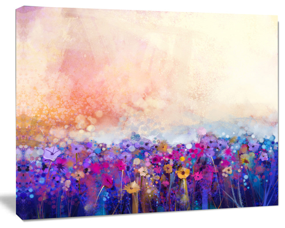 Abstract Flower Watercolor Painting, Large Floral Canvas Art Print, 20"x12"