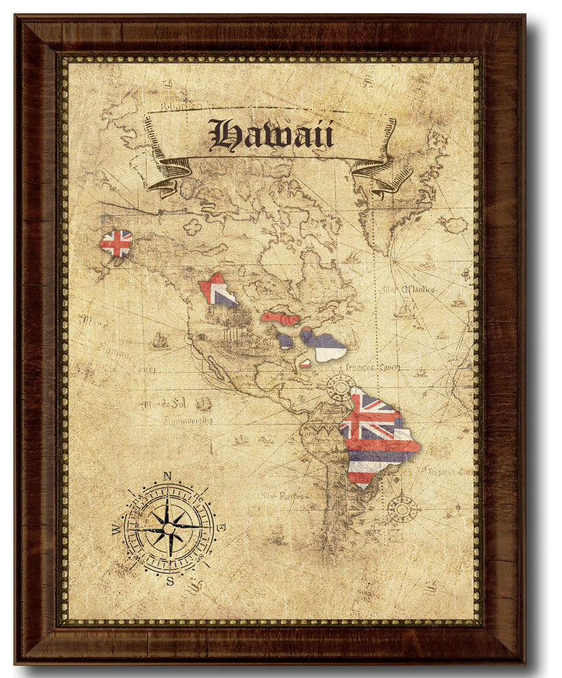 Hawaii State Vintage Map, 21"x27"