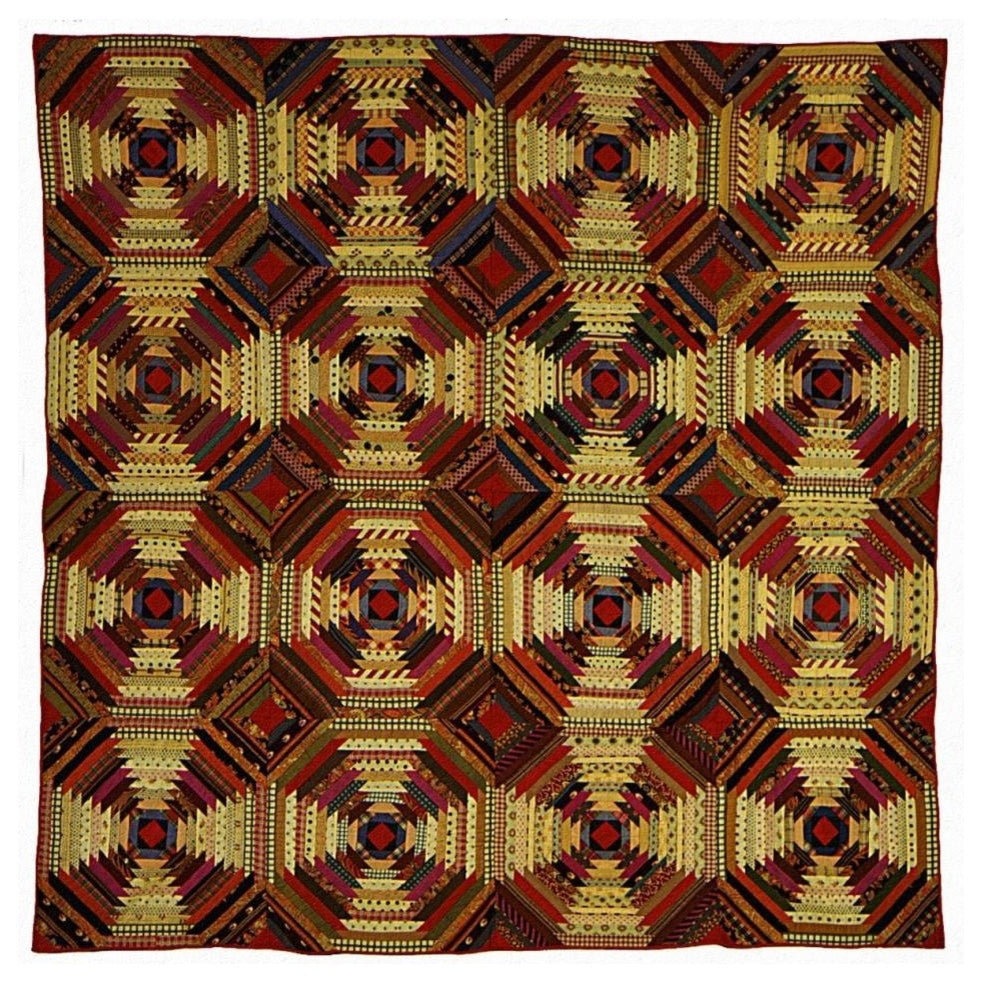 "Quilt, 'Log Cabin' Pattern, 'Pineapple' variation" Paper Art, 38"x38"