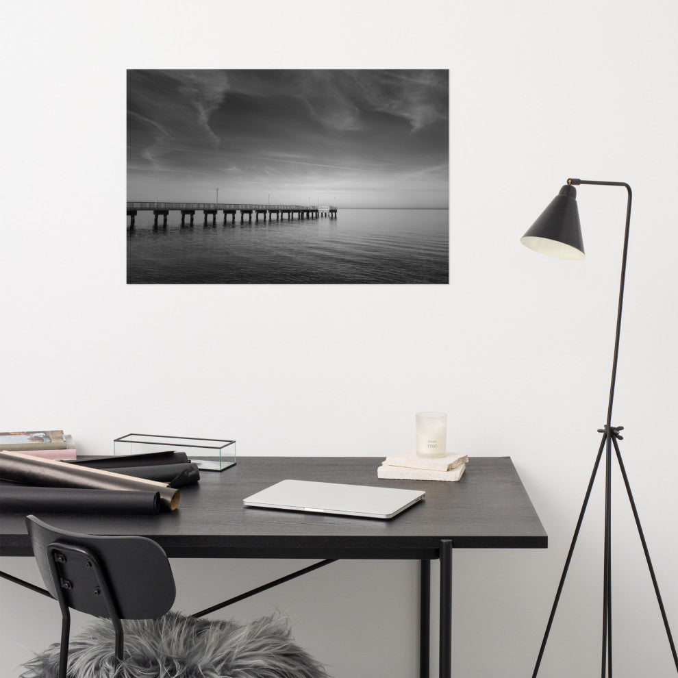 End of the Pier Landscape Photo, Beach Unframed Wall Art Print, 24" X 36"