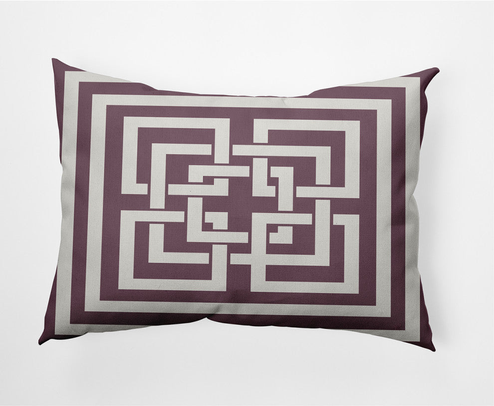 14x20" Greek New Key Nautical Decorative Indoor Pillow, Dusty Purple
