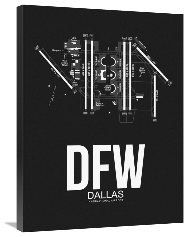"DFW Dallas Airport Black" Fine Art Print