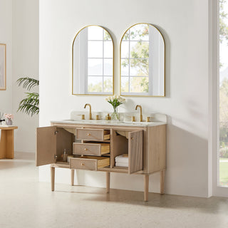 Blaise Bathroom Vanity, Light  Oak, 54" Double, No Mirror