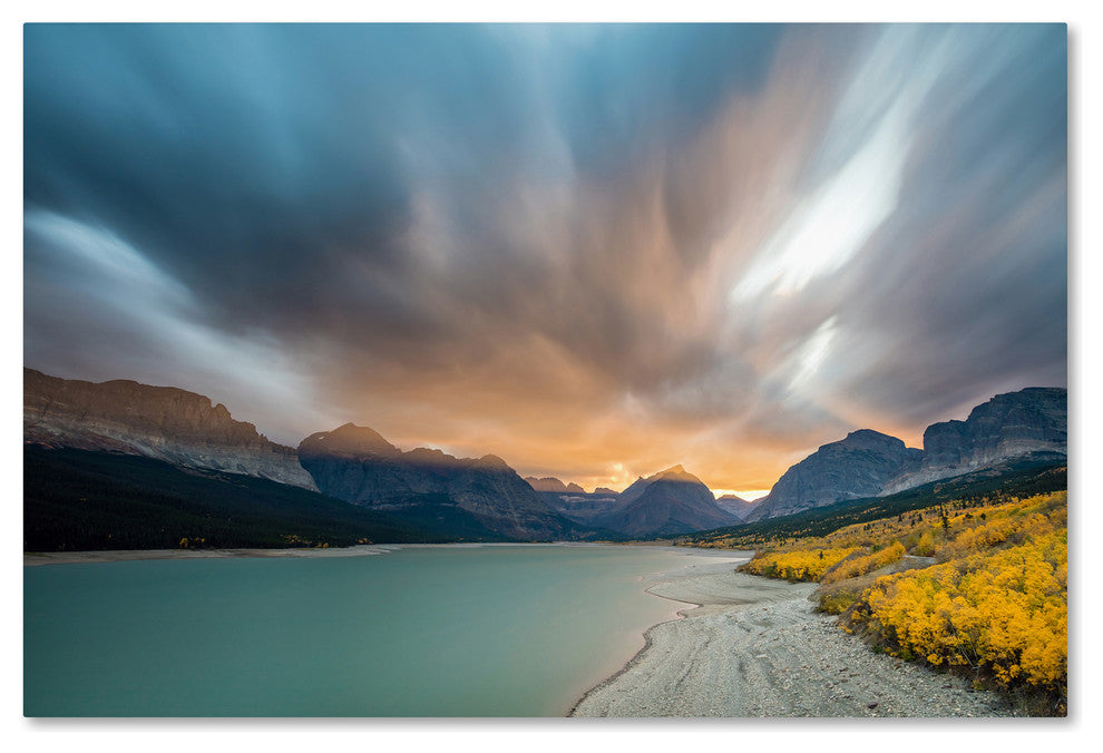 Pierre Leclerc 'Many Glacier Apocalyptic Sunset' Canvas Art, 32x22