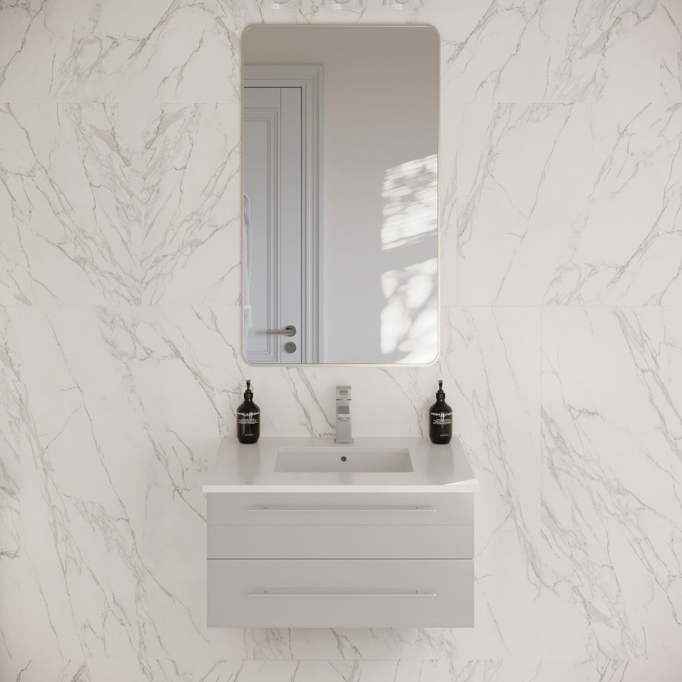 Lucera Wall Mount Undermount Sink Bathroom Cabinet, Gray, 30"