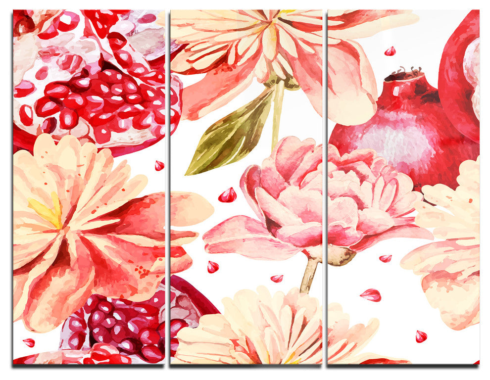 "Flowers beyond the Edges" Glossy Metal Wall Art, 3 Panels, 36"x28"