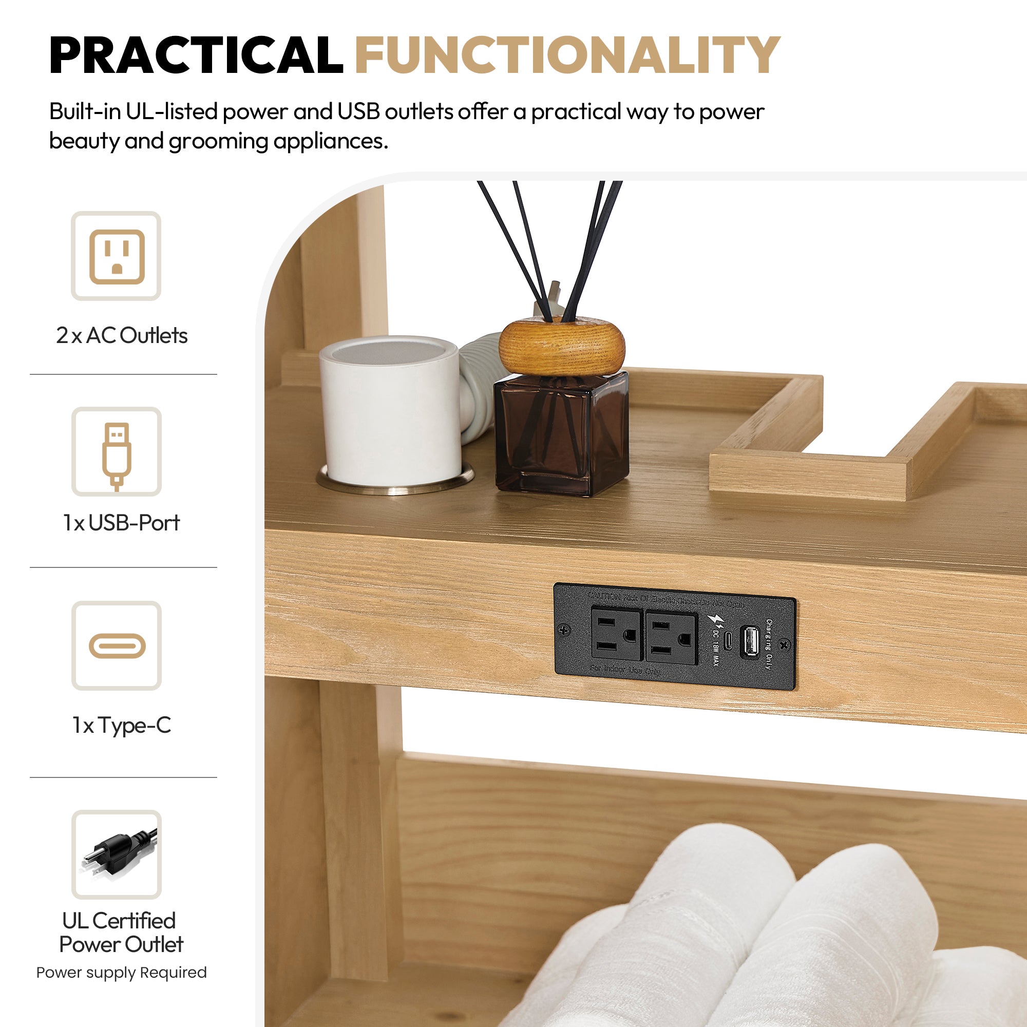 Vinnova Cadiz Bath Vanity, Composite Stone Top, Washed Ash Grey, 48", No Mirror