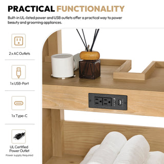 Vinnova Cadiz Bath Vanity, Composite Stone Top, Washed Ash Grey, 48", No Mirror