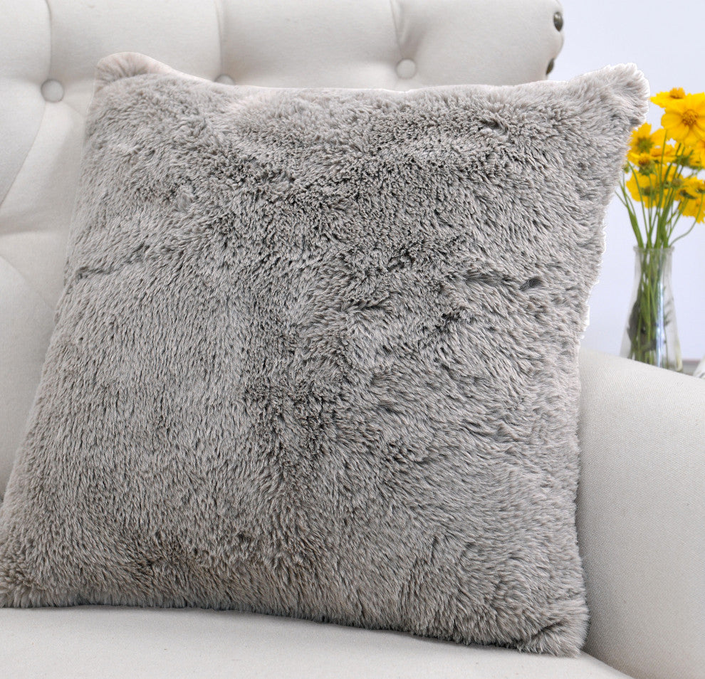 Heavy Faux Fur Throw Pillow Covers 2pcs Set, Moonlight, 20''x20''