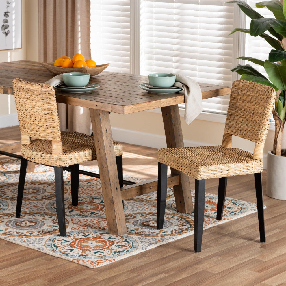 Karina Rattan Dining Chairs, Set of 2, Dark Brown