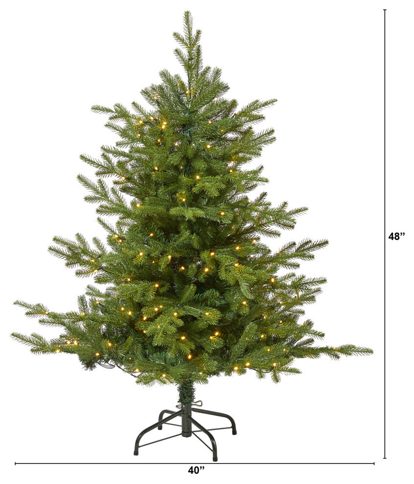 4' Swedish Fir Faux Xmas Tree With 160 Warm White Lights & 403 Bendable Branches