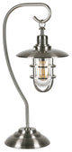 22" Nickel Metal Arched Table Lamp With Nickel Cage Shade