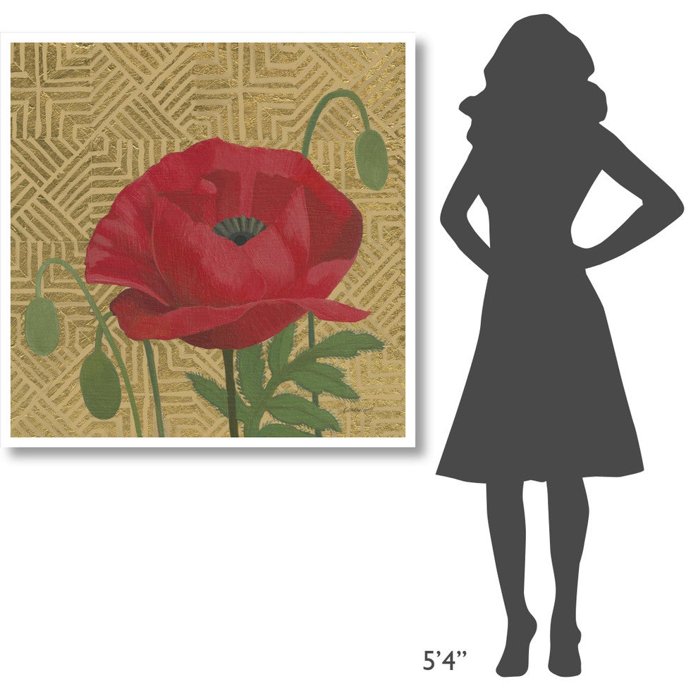 "Poppy with Pattern" Digital Paper Print by Kathrine Lovell, 42"x42"