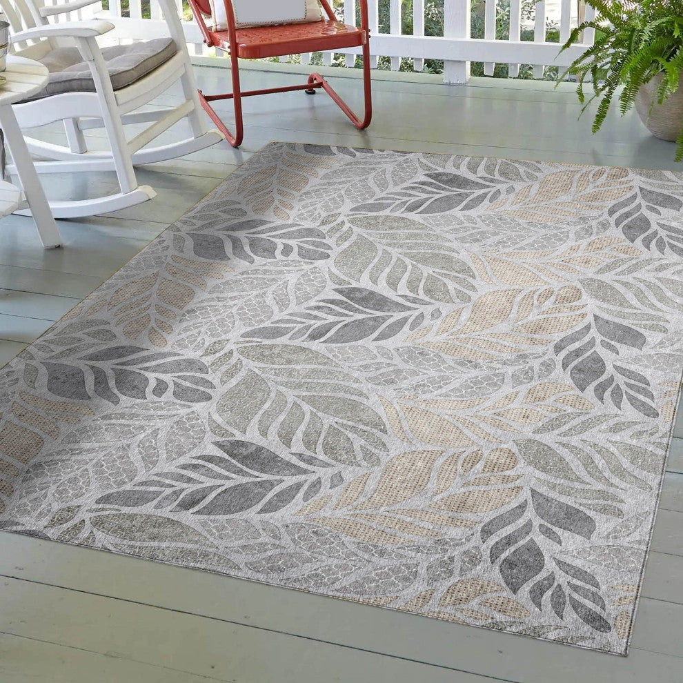 Indoor/Outdoor Tropics TC3 Grey Machine Washable 3' x 5' Rug