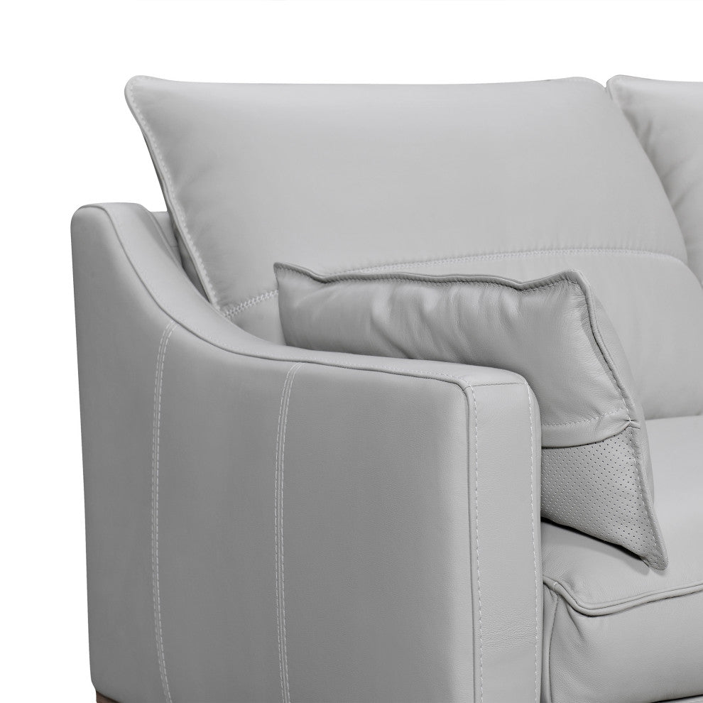 Pompeii 87" Dark Brown Leather Sofa, Dove Gray