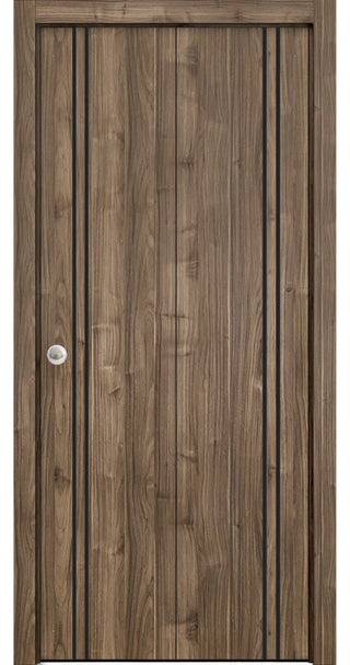 Bi-fold Doors 72 x 96 | Planum 0016 Walnut with  | Sturdy Tracks