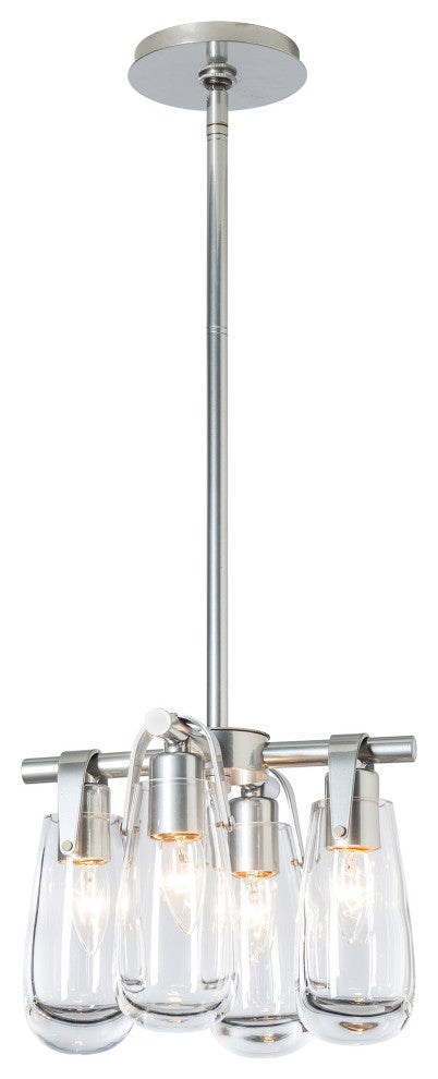 Eos Semi-Flush/Pendant, Sterling Finish, Clear Glass
