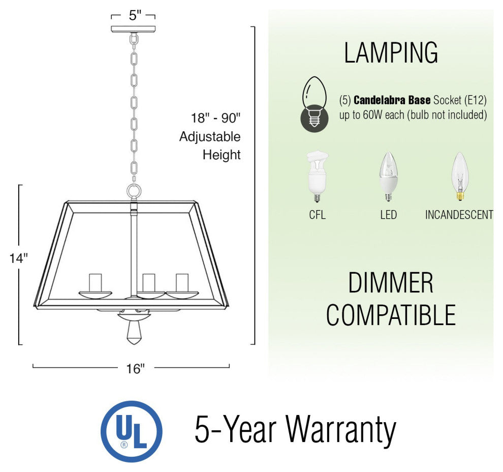 Kira Home Dempsey 16" Farmhouse Pendant Light, Open Shade Design, Accents