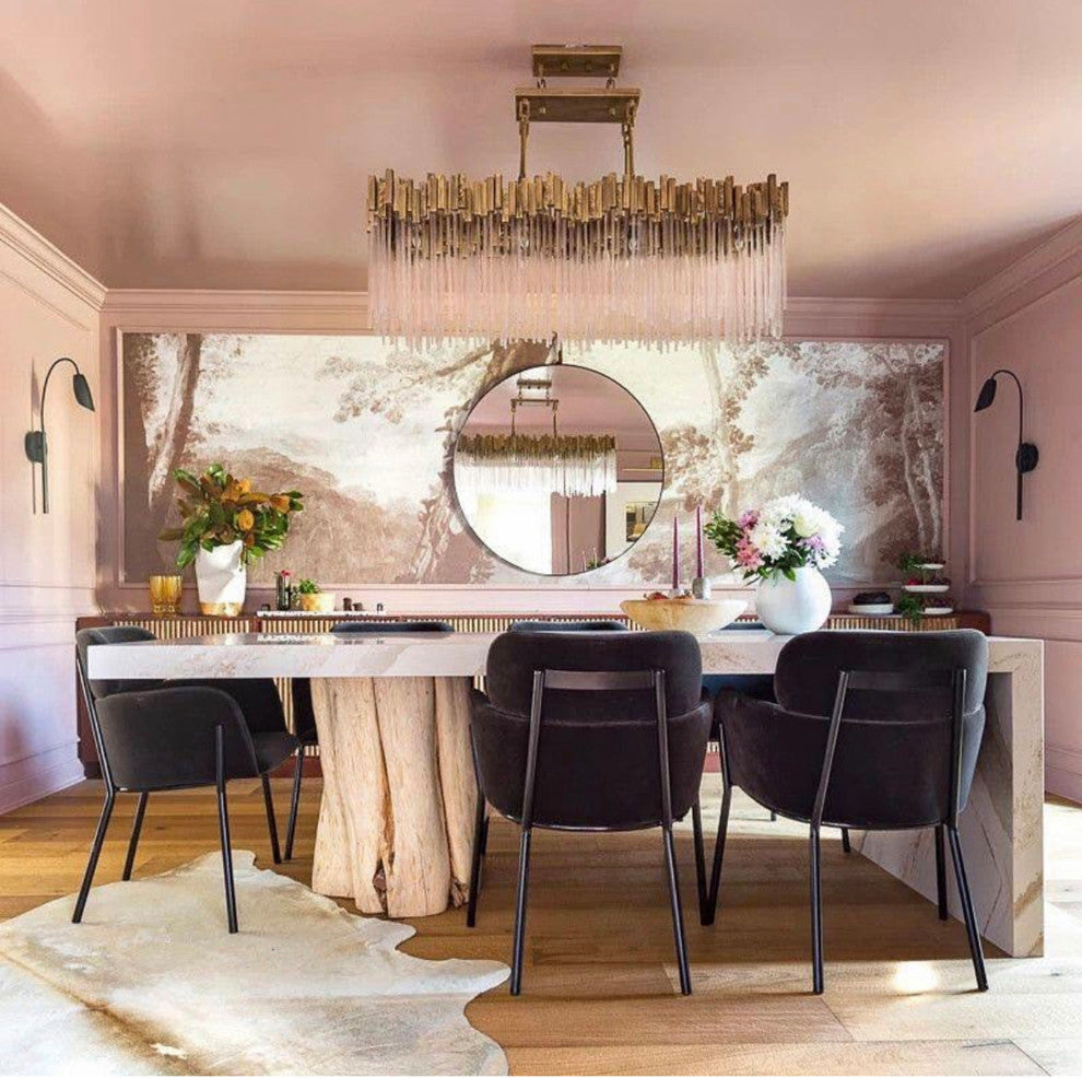 Matrix 8 Light Linear Pendant in Havana Gold with Clear Fluted Glass