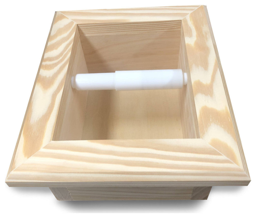 Tampa Recessed Solid Wood Toilet Paper Holder 7 x 8.5, Unfinished