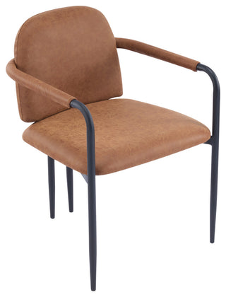 GDF Studio Modern Dining Chair With Iron Frame, Set of 2, Black/Reddish Brown