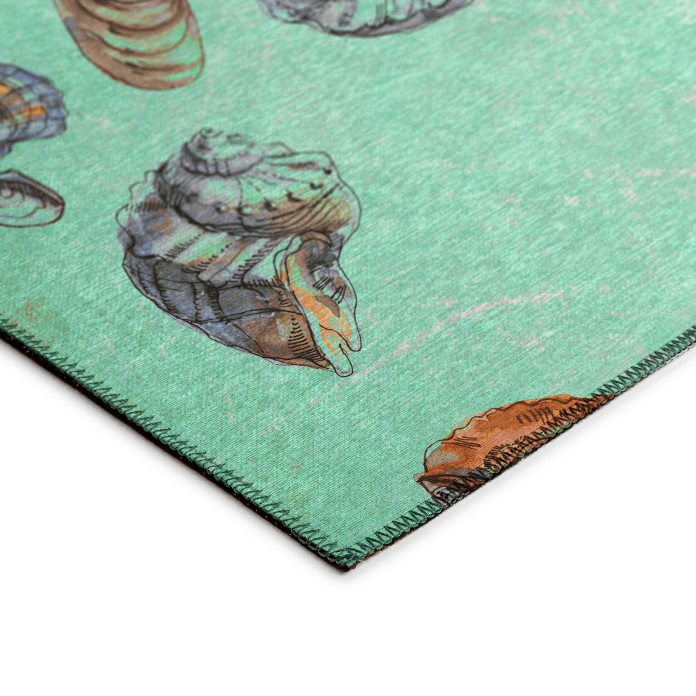 Indoor/Outdoor Seabreeze SZ9 Lagoon Machine Washable 1'8" x 2'6" Rug