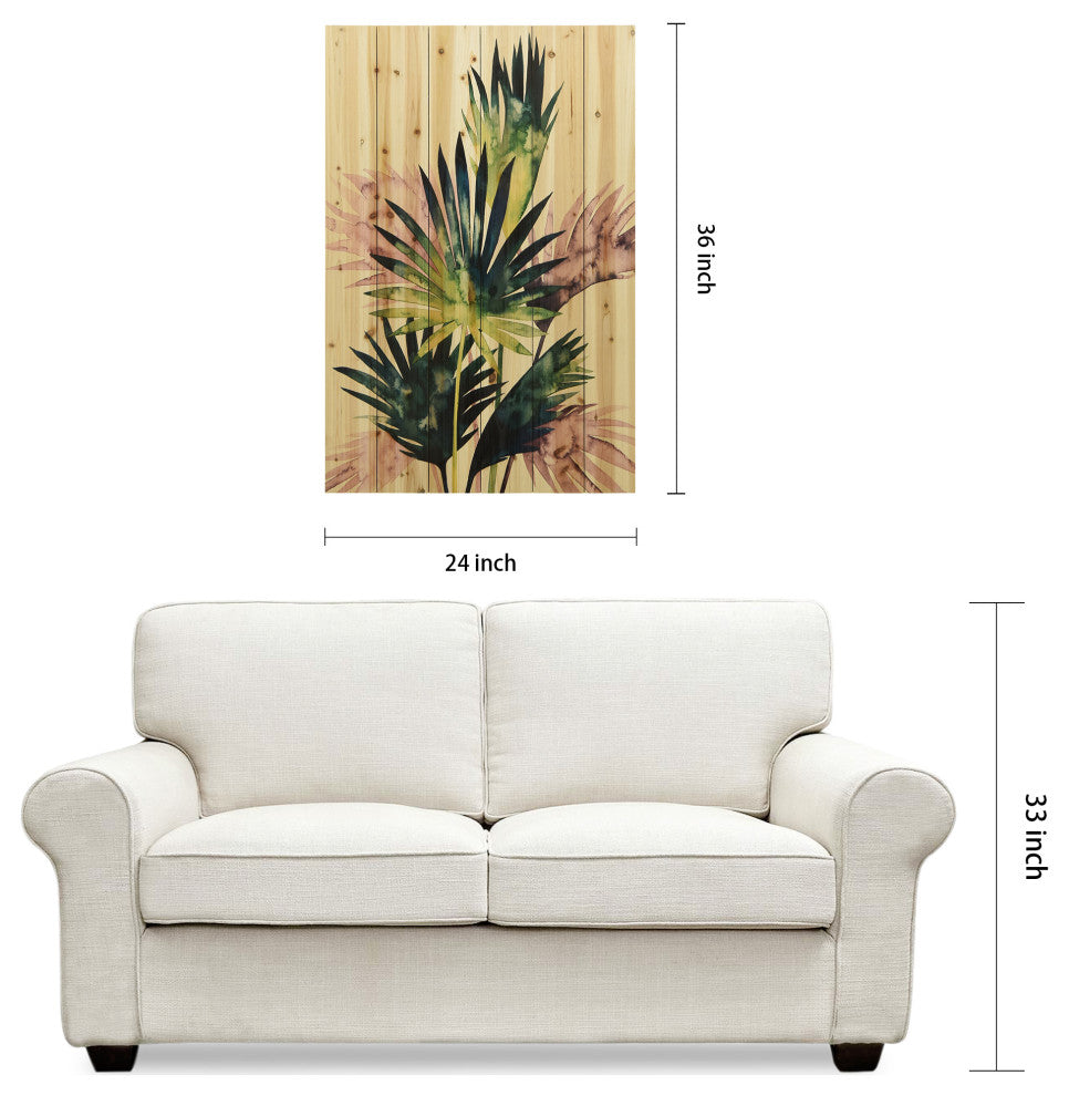"Twilight Palms" Wood Wall Art Digital Print on Solid Fir Wood Planks, Set of 2