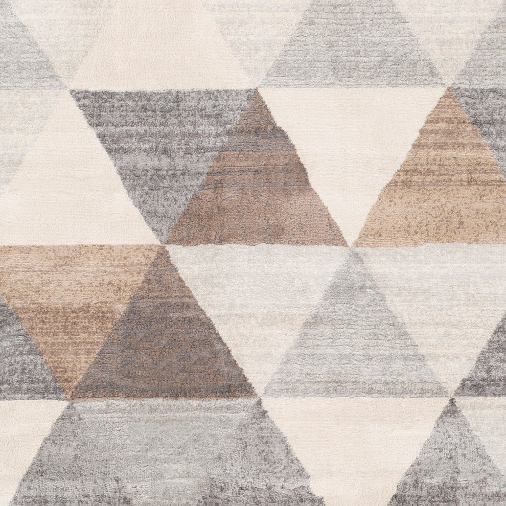 Surya Roma ROM-2303 6'7"x9' Rug, Medium Gray/Camel/Tan/Light Gray/White