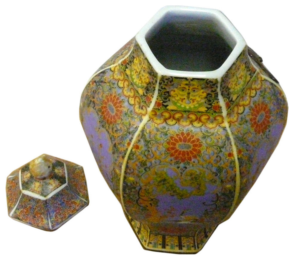 Chinese Porcelain Golden Flower and Birds Scenery Jar