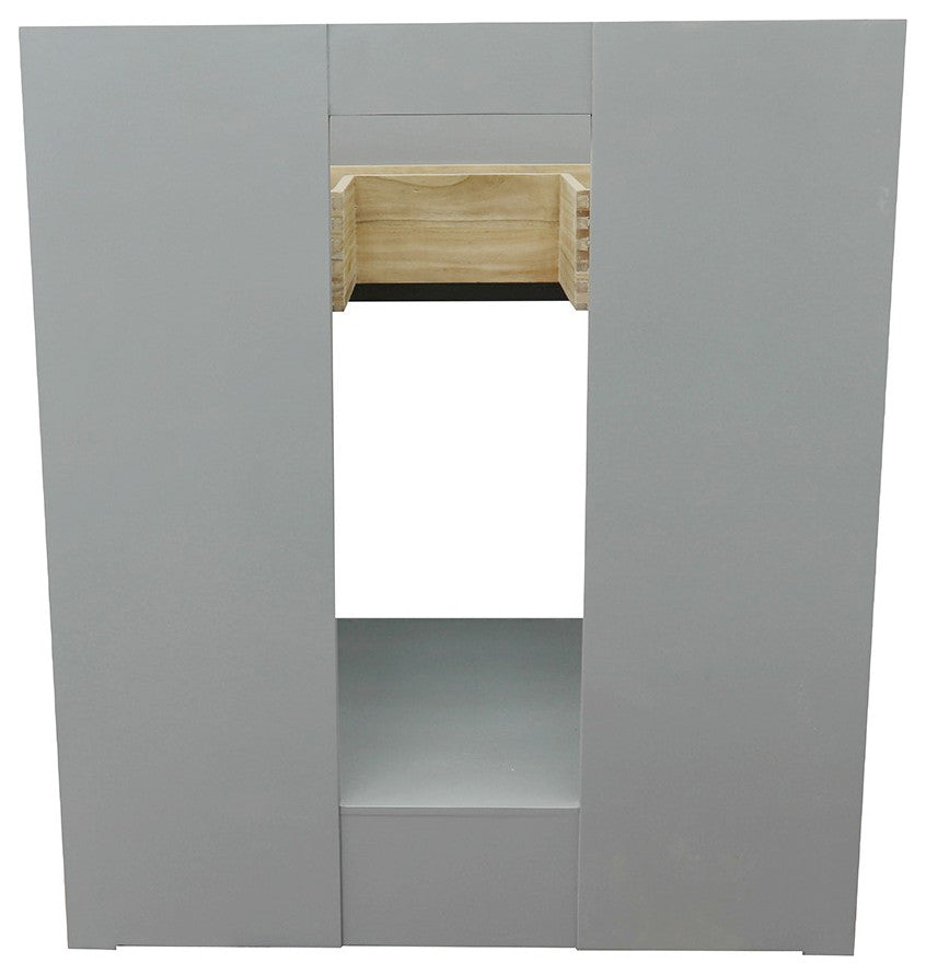 30" Single Vanity, Gray Ash, White Carrara Top, Round Sink