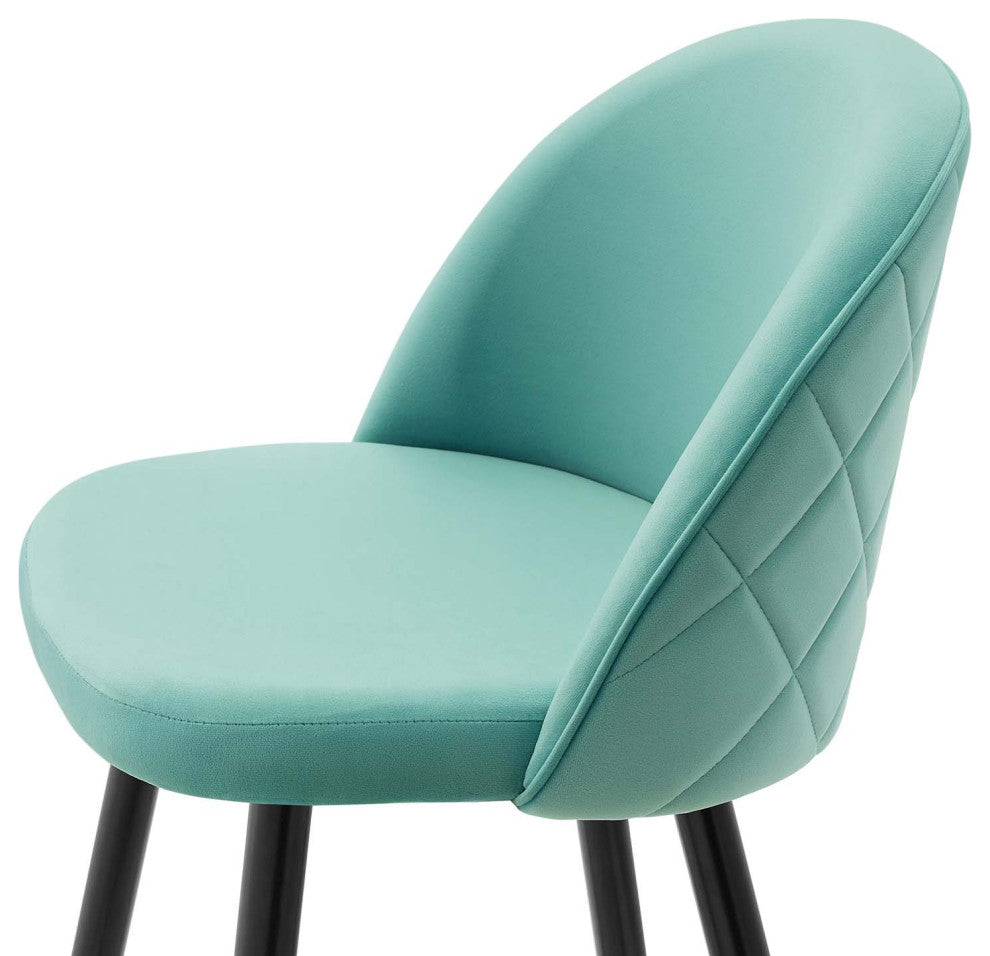Counter Stool Chair, Set of 2, Velvet, Metal, Blue, Modern, Bar Pub Cafe Bistro